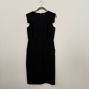 J. Crew Elegant Black Resume Dress. Pockets, back vent and zipper. Sleeveless.
